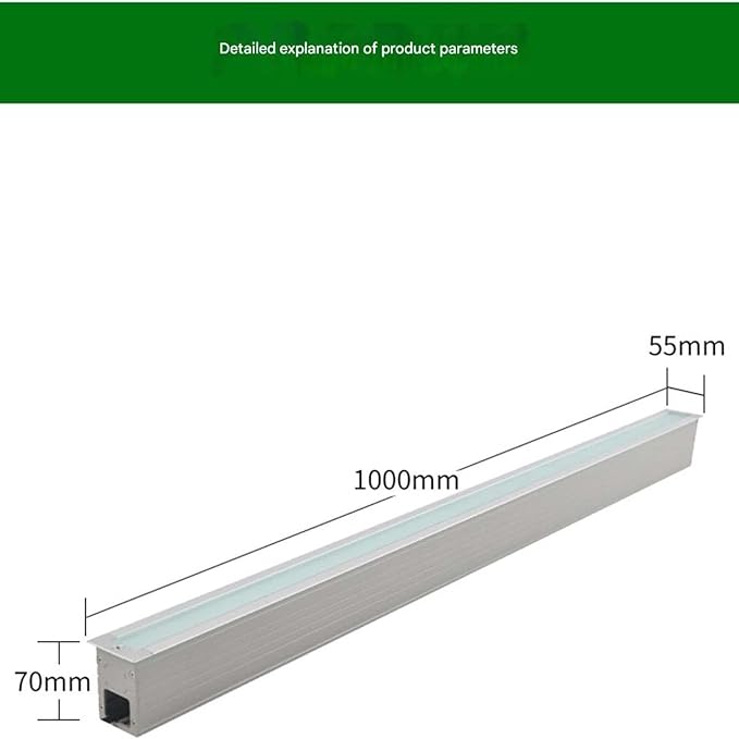 Buried Yard Underground Lamp IP65 Waterproof Rectangular Linear Recessed LED Spotlight Corridor Aisle Stair Step Lighting(Green12W(100-240V))