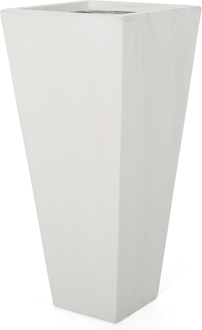 13 x 28.5 Outdoor Stone Planter White
