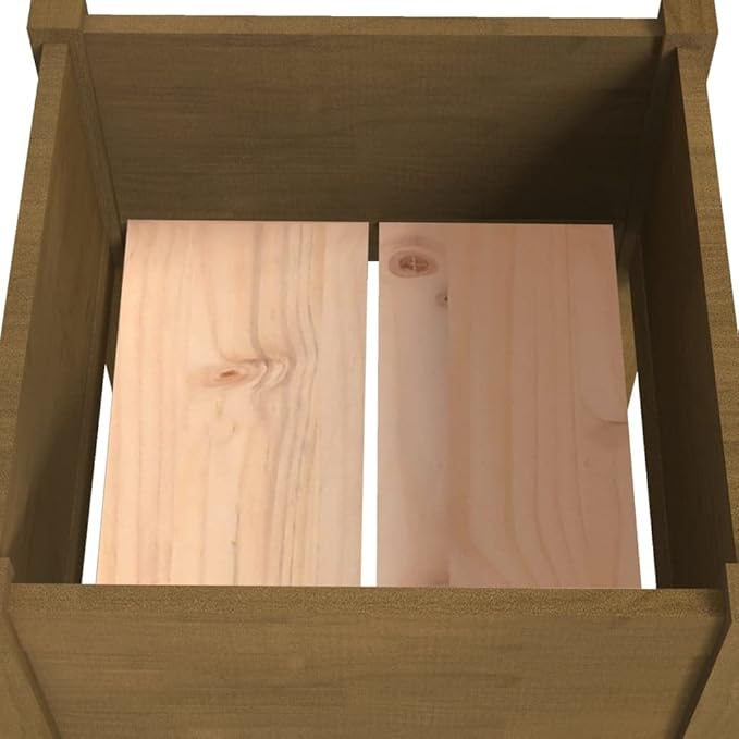 Honey Brown Raised Garden Planter 15.7x15.7x27.6 Solid Pine Wood Elevated Flower Bed Box Assembly Required for Patio Balcony Outdoor