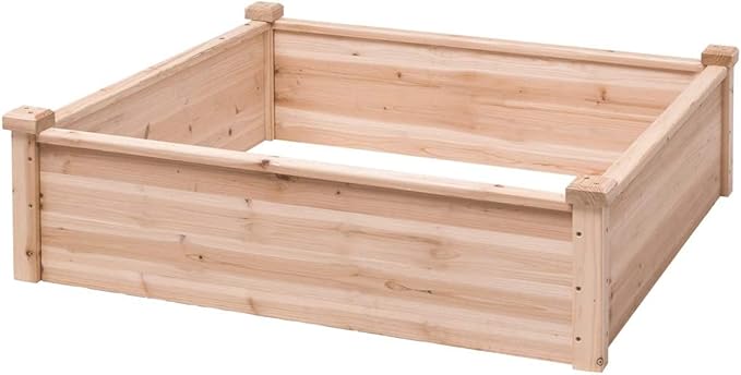 GRAFFY Rectangular Raised Garden Bed Wood Planter for Vegetable Flower 40''Lx40''Wx12''H Natural