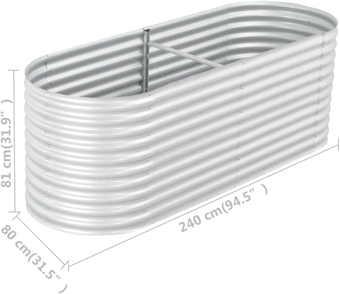 SKM Garden Raised Bed Garden Raised Bed 94.4x31.4x31.8 Galvanized Steel Silver