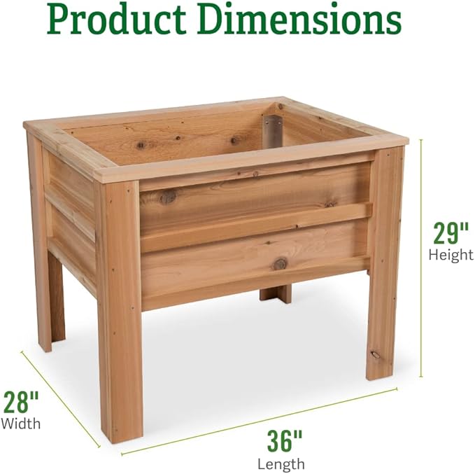 Gardener's Supply Company | Craftsbury Cedar Wood Elevated Raised Garden Bed 2ft x 3ft | Planter for Outdoor Vegetables Flowers Herbs for Small Space Urban Gardening Deck Patio Lawn