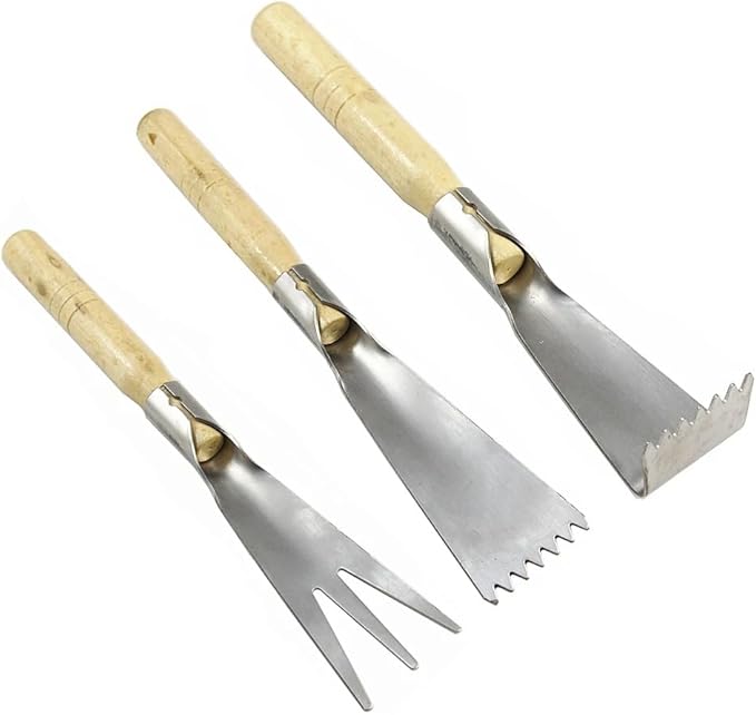 3 Pieces Mini Garden Tool SetStainless Steel Garden Hand TrowelWeeding Shovel Trowel and Rake Labor-Saving Hand Shovels for Digging Transplanting Planting Weeding Remover Tool