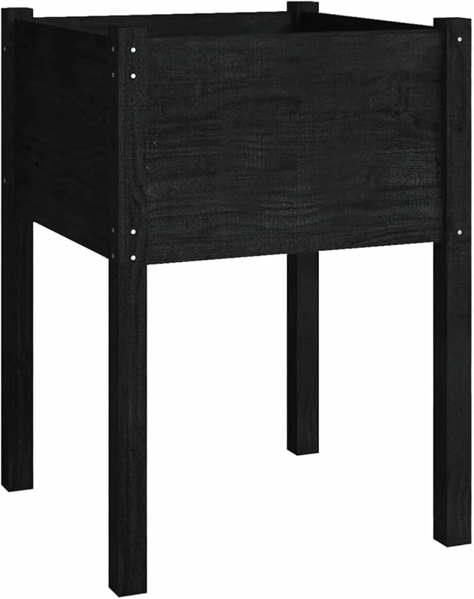 Raised Bed Wood Raised Beds for Garden Wooden Raised Bed Planter Raised Bed Wood Black Herb Bed Wood Flower Box Flower Box Flower Pot Garden Planter 50 x 50 x 70 cm Pack of 2