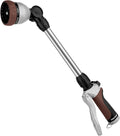RESTMO Metal Watering Wand Heavy Duty Garden Hose Wand with 180° Swivel Ratcheting Head 16'' Hose Nozzle Sprayer with 7 Spray Patterns and Flow Control for Water Hanging Baskets and Shrubs Brown