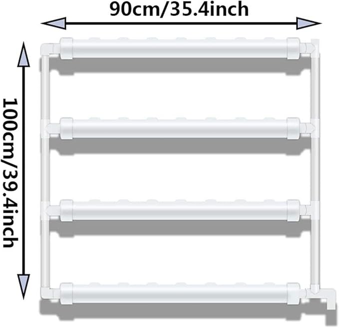 Wall Mounted Hydroponic Grow Kit 28 Plant Sites 4 PVC Pipes Hydroponics Growing System with Water Pump Water Culture Plant Growing System for Leafy Vegetables
