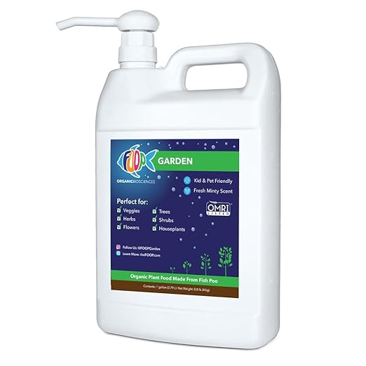 FOOP Garden Pump Bundle - Organic Liquid Plant Food Made from Fish Manure (with Fresh Minty Scent) | Perfect for Veggies Herbs Flowers Trees Shrubs | Kid &amp Pet Friendly (1 Gallon + Pump)