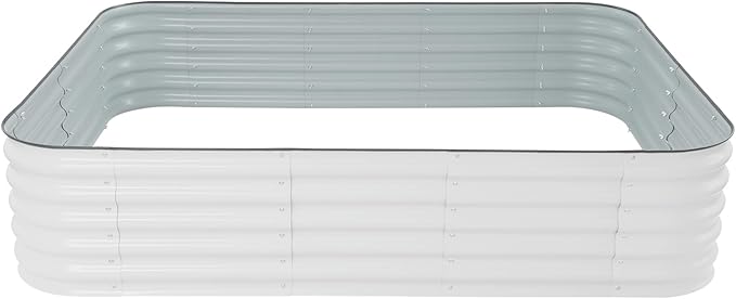 Raised Garden Bed Kit 17” Tall 9.3x2ftGalvanizing Planter Box OutdoorRaised Planter Bed for Gardening Vegetables Flowers Plants14 in 1 Modular Metal Raised Planter Bed