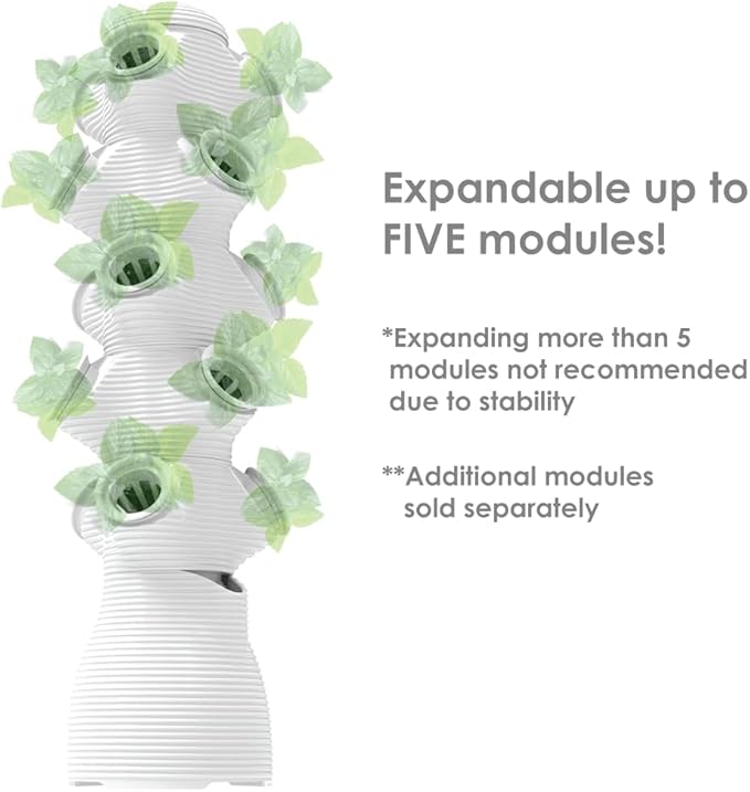 Indoor Desktop Hydroponics Tower System Growing Kit Perfect for Edible Flowers Herbs and Vegetables for Homes Offices Apartments and Studios.