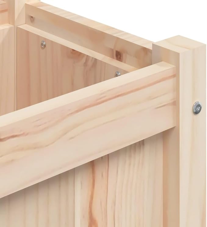 Garden Planter Set of 2 Solid Pine Wood Large 70.9x70.9x12.2 inch Untreated Finish Rectangular Raised Garden Bed for Outdoor Plants Balcony Patio