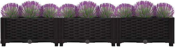 Raised Garden Bed Polypropylene Planter Box Raised Bed Planting Container Indoor Outdoor Vegetables Herbs Flowers Growing Planter Box 47.2x15.7x9.1 Polypropylene Black