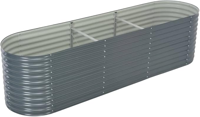SKM Garden Raised Bed 320x80x81 cm Galvanised Steel Grey (Weight-31KG)