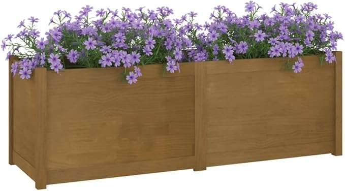 Wooden Raised Garden Bed Garden Planter Box Planter Raised Bed Wood Planter Box Grow Vegetable Flower Herb Gardening Honey Brown 59.1x19.7x19.7 Solid Wood Pine