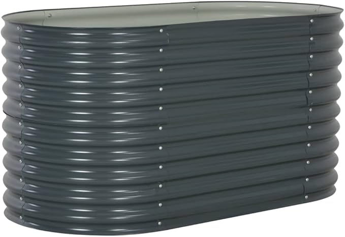 SKM Garden Raised Bed 160x80x81 cm Galvanised Steel Grey (Weight-26KG)