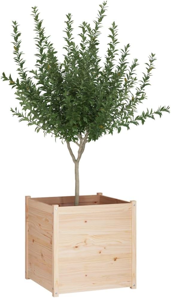 Wooden Garden Planter Box Raised Garden Bed Indoor Outdoor Planter Outdoor Wood Raised Garden Bed for Vegetables Flowers Herbs 27.6x27.6x27.6 Solid Wood Pine-266