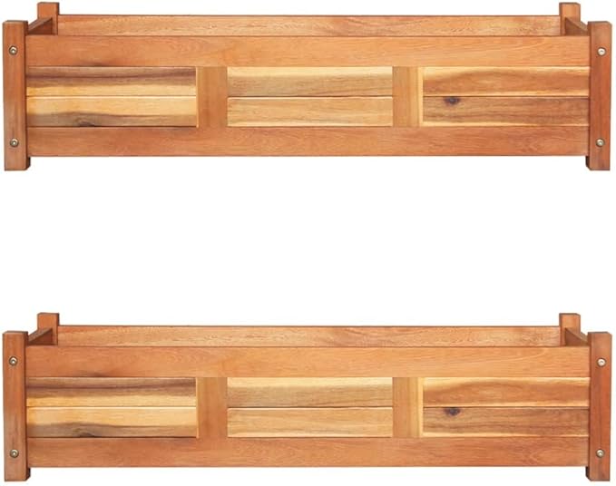 2 pcs Wooden Garden Raised Beds Solid Wood Garden Bed Planter Box Outdoor for Plants Vegetables Herbs and Flowers 39.4x11.8x9.8-603