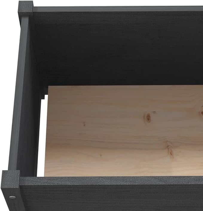Large Garden Planter Grey Solid Pinewood Raised Garden Bed Rectangular 78.7x78.7x27.6 inch Outdoor Planter Box for Flowers Herbs Vegetables