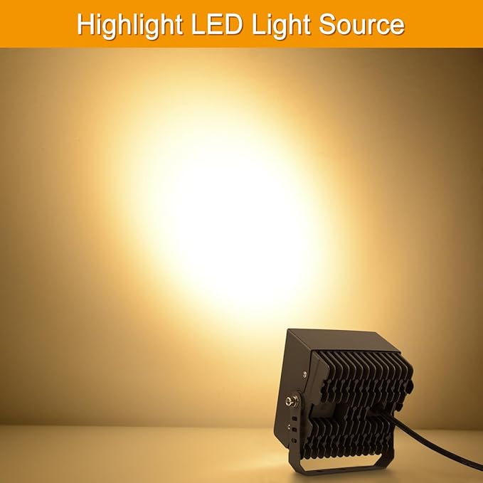 Led Landscape Outdoor Spot Light with Anti-Glare Cap - Heavy Duty Waterproof IP65 120V 270⁰ Adjustable Mount 3000K Thickened Aluminum Spotlight for BLDG Yard Garden Tree (48 Watts)