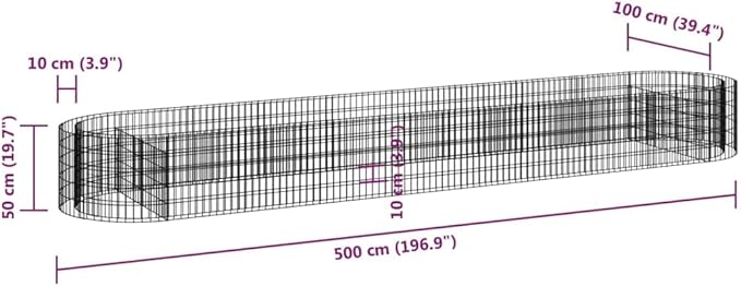 Gabion Raised Bed Silver Galvanized Iron Extra Long Durable Gardening Pots &amp Planters 152043