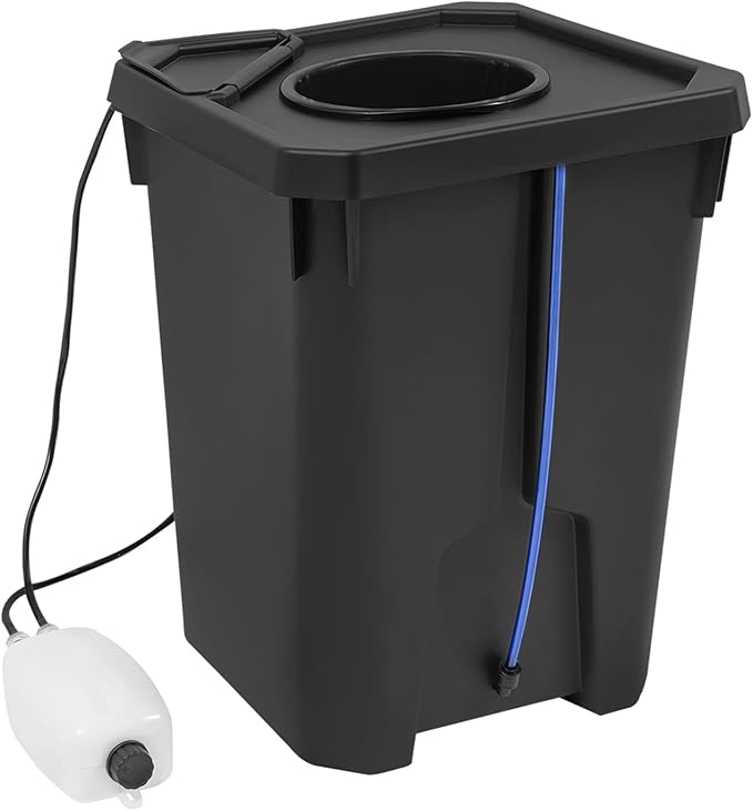 DWC Hydroponic Grow Kit with Ring Drip Irrigation 27L Square Bucket Hydroponic System 110V Quiet Operation (&lt45dB) Vegetable Hydroponic Planting Box for Indoor Gardening