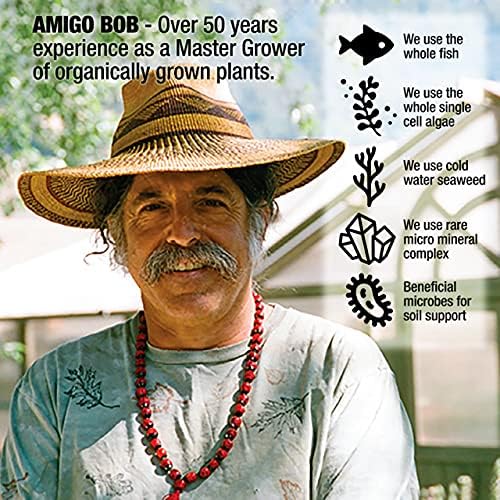 Amigo Bob's Organics 32 Ounce Superfood Organic Fertilizer Concentrate 5-in-1 Soil Amendment - Seaweed Freshwater Algae &amp Whole Fish for Any Grow Use