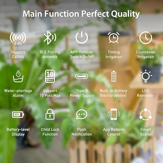 Indoor/Outdoor Automatic Plant Watering System - GreenVation 2.4GHz WiFi Sprinkler Timer Self-Watering Device a Smart Automatic Drip Irrigation Kit Suitable for Potted Plants