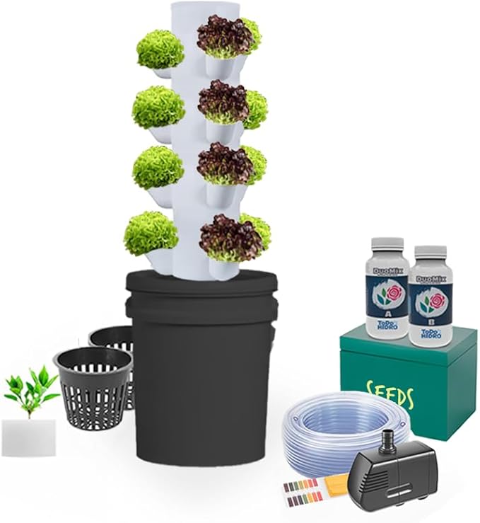 Hydroponic Kit N6 Tower System for 20 Plants Complete Indoor Garden with Nutrients Seeds &amp Accessories
