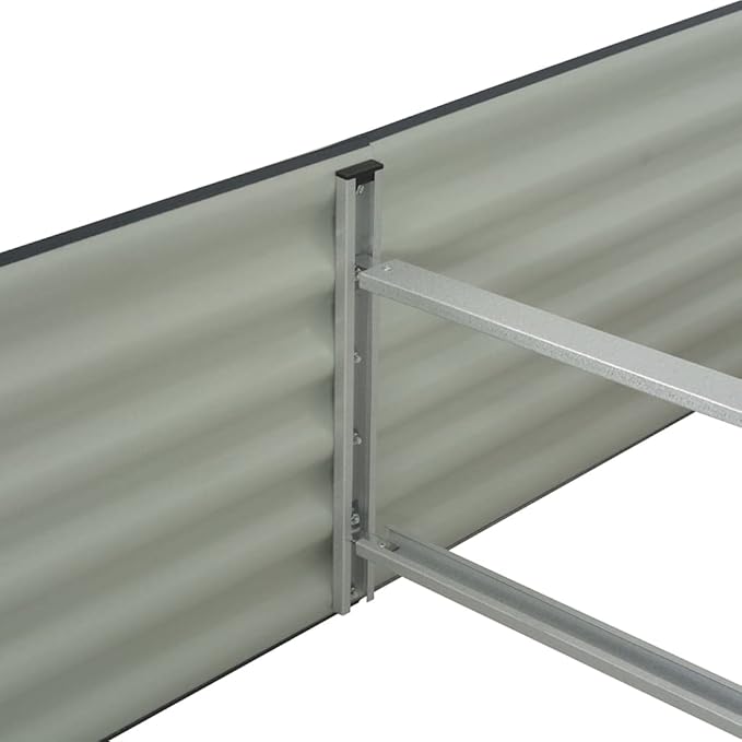 Raised Garden Bed Kit for Vegetables Flower Galvanized Metal Planter Boxs Large Garden Bed Metal Plant Stakes 157.5x31.5x17.3 Galvanized Steel Gray