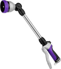 RESTMO Metal Watering Wand Heavy Duty Garden Hose Wand with 180° Swivel Ratcheting Head 16'' Hose Nozzle Sprayer with 7 Spray Patterns and Flow Control for Water Hanging Baskets and Shrubs Purple