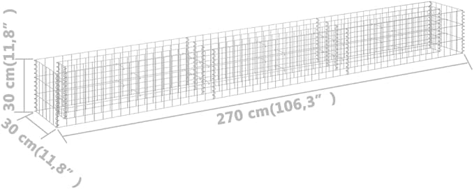 SKM Gabion Raised Bed Gabion Raised Bed Galvanized Steel 106.3x11.8x11.8