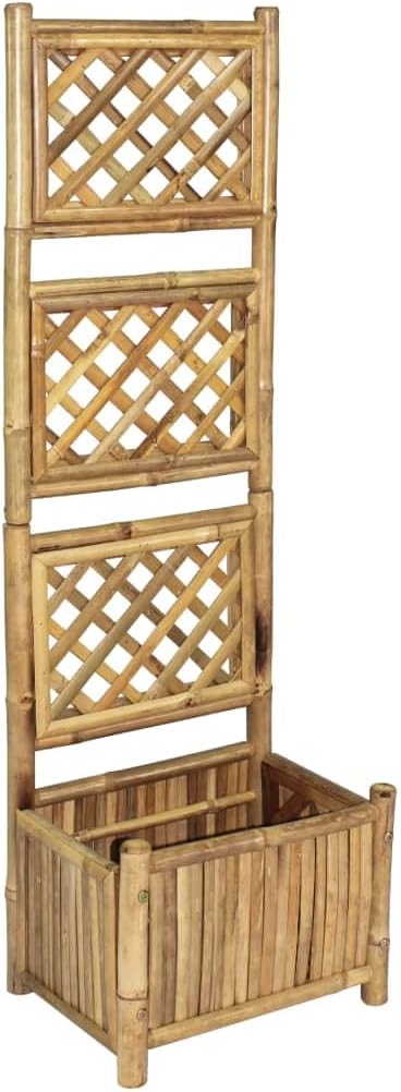Garden Raised Bed with Trellis Bamboo 15.7 Lawn Planters