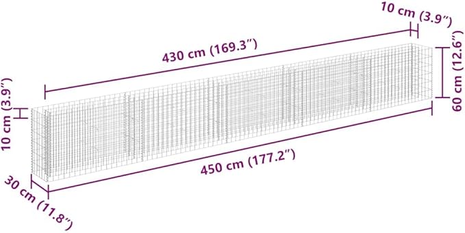 Gabion Raised Bed Silver Galvanized Steel Large Durable Gardening Pots &amp Planters 145646
