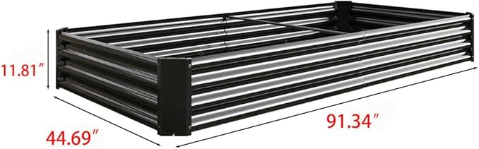 Raised Garden Bed 7.6x3.7x0.98ft Galvanized Raised Garden Bed Kit Outdoor Metal Planter Box Steel Large Deep Root Planter Box for Vegetables Flowers Herbs