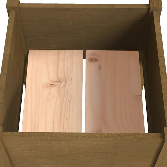Planter Honey Brown Solid Pinewood 19.7x19.7x27.6 in Sturdy Square Outdoor Raised Garden Bed for Patio Balcony Deck