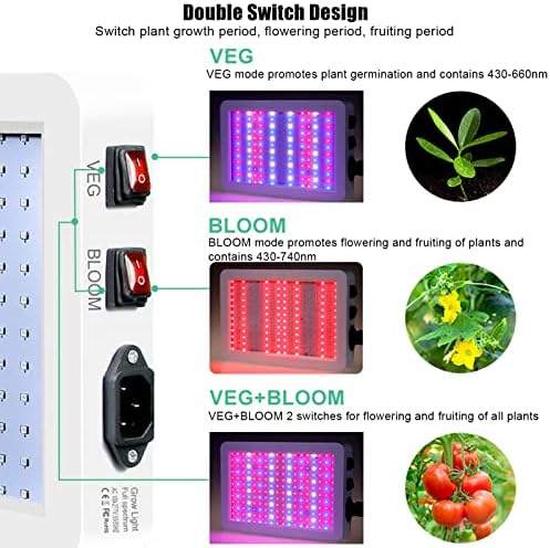 Zerodis Full Spectrum LED 2000W LED Grow Light Double Switch Plant Grow Light Comfort Full Spectrum LED Grow Light with 3 Gears for Indoor Plants Vegetable Flower(#2)