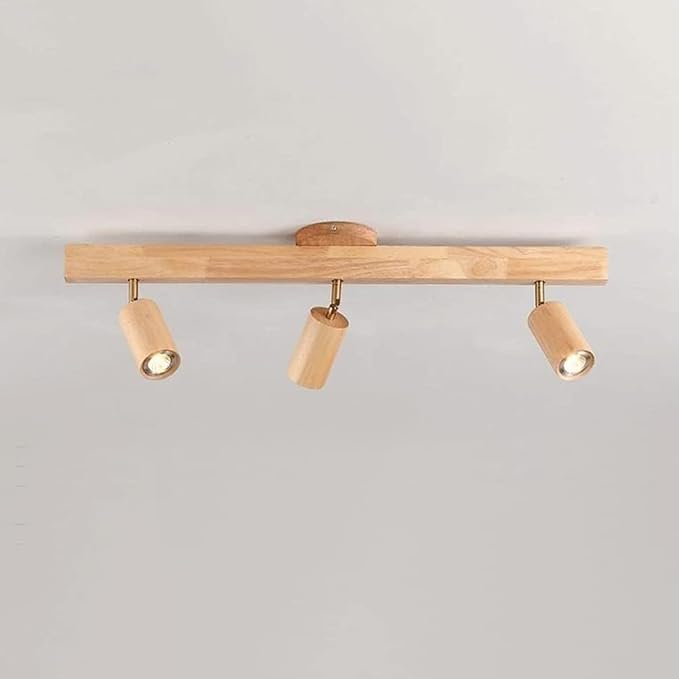 Rotatable Wooden Ceiling Light Adjustable LED Track Lighting Kit Modern Spotlight for Home Farmhouse Kitchen 2-Light