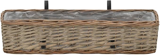 Balcony Planter 2 pcs Planter Boxes Patio planters Raised Flower Bed Horse Trough planters Suitable for Orchard Corridor Nursery Courtyard Wicker with PE Lining 23.6