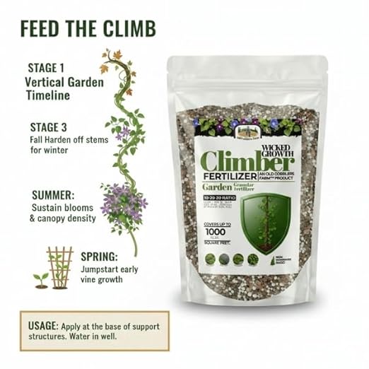 Old Cobblers Farm™ Wicked Growth Climbers &amp Vines Fertilizer – Helps Fast-Growing Vines and Climbers Reach New Heights with Colorful Blooms (5 lbs | 10 lbs | 15 lbs | 20 lbs) (15 lbs)