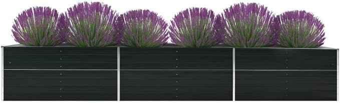 SKM Garden Raised Bed Garden Raised Bed Galvanized Steel 189x31.5x30.3 Anthracite