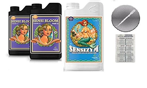 Advanced Nutrients Sensi Bloom A and B 4 Liter with Sensizym 1 Liter Bundle with Conversion Chart and 3mL Pipette