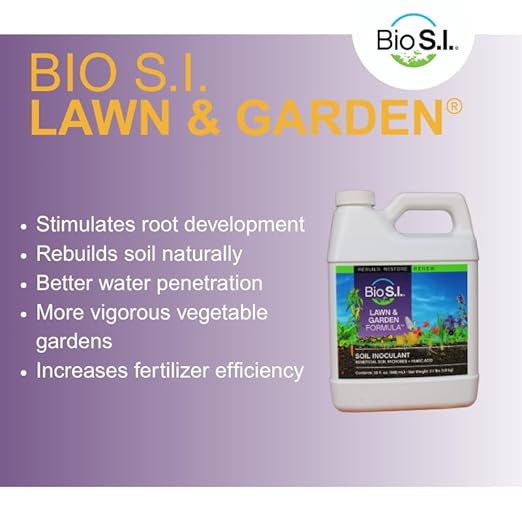 Bio S.I. Lawn &amp Garden Soil Conditioner – Microbial Soil Amendment for Moisture Retention &amp Soil Health – Quart Spray Bottle