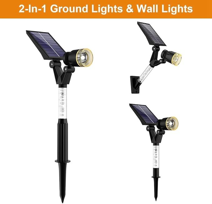 Solar Spot Lights Outdoor WaterproofSolar Spot Lights Landscape Lighting for OutsideSolar Spotlights Wall Lights2Pack