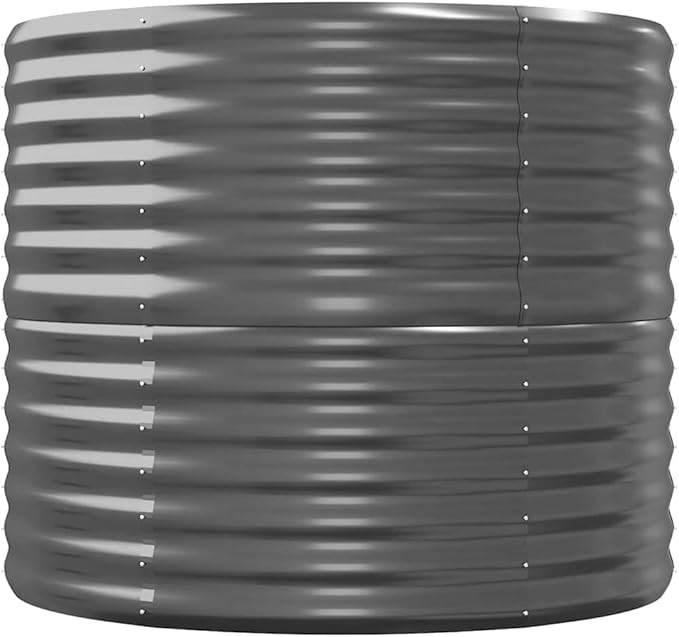 vidaXL Garden Raised Bed 88.2x31.5x26.8 Anthracite Color Powder-Coated Steel Oval Shape Perfect for Outdoor Use - Assembly Required