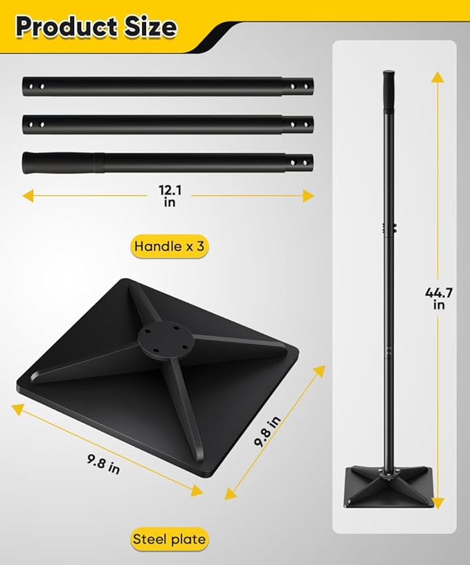 10 x 10 Heavy Duty Steel Tamper with 47 inch Adjustable Handle &amp Rubber Grip Thickened Steel Garden Dirt Tamper Tool for Ground &amp Gravel Leveling Soil Tamper for Yard Sand Driveway