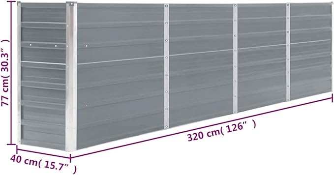Durable Galvanized Steel Raised Bed Planter - Large Deep Easy Assembly Gray Finish