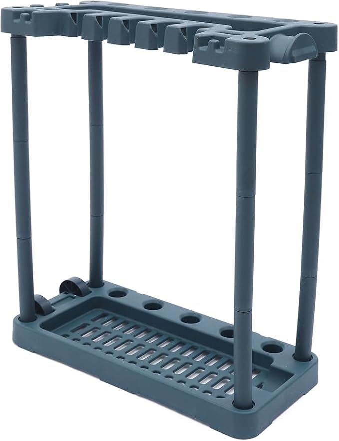 Garden Tool Organizer Rolling Garden Tool Storage Rack Tower with 2 Wheels Heavy Duty Garden Tool StandUp to 40 Long-Handled Tools/Rakes/Brooms for Indoor and Outdoor