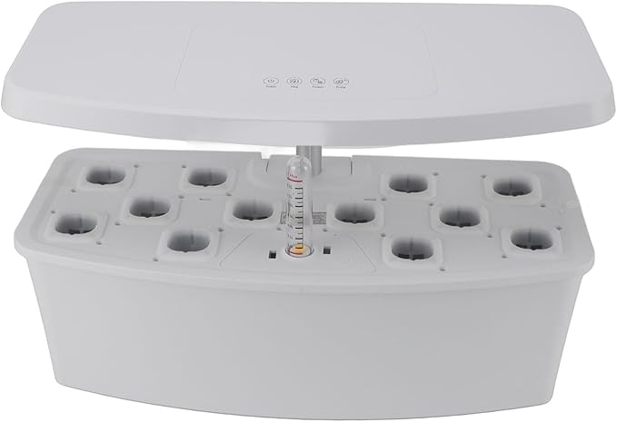 Hydroponics Growing System Indoor Garden 12 Pods System Garden Kit LED Grow Light Height Adjustable Hydroponic Planter Plant Germination Kit Gardening Gifts for Women (White)