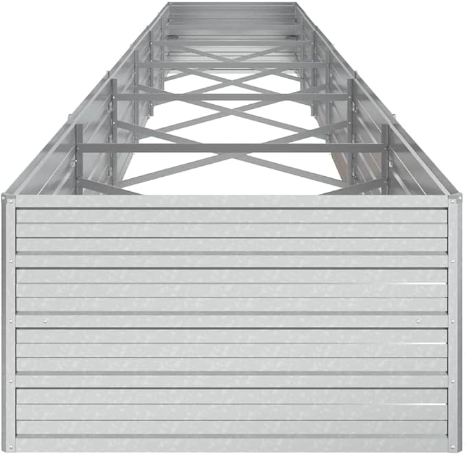 Garden Raised Bed Silver Galvanized Steel Extra Large Outdoor Planter for Vegetables Herbs Flowers 236.2x31.5x17.7 Inch Rectangular Garden Beds