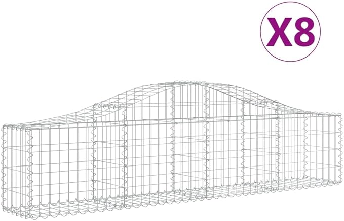 8 Pack Arched Gabion Baskets 78.7x11.8x15.7/23.6 Galvanized Iron Outdoor Garden Planter Box Stone Cage Retaining Wall for Backyard Patio Flower Bed