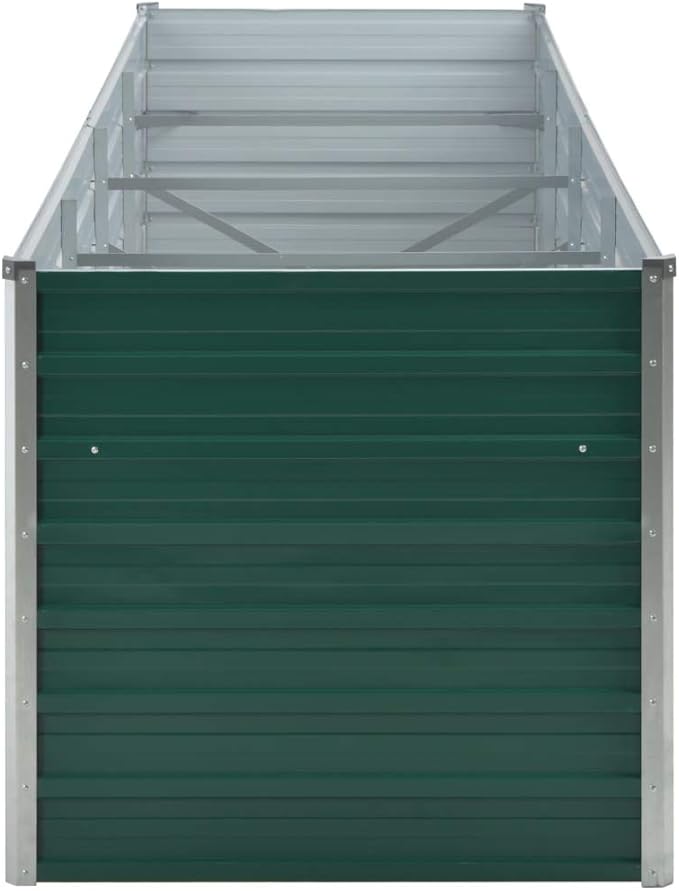 Garden Raised Bed Galvanized Steel 126x31.5x31.3 Green